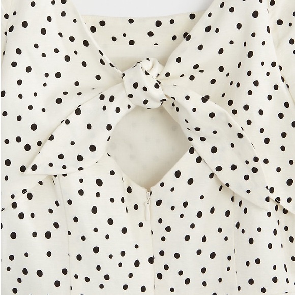 Loft Linen Dotted Tie Back Flare Dress - Picture 2 of 11